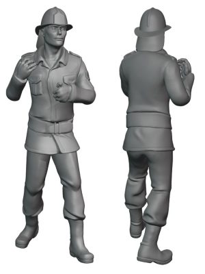 Firefighter in combat uniform - 1980s. Scale H0 1:87 MS1 10