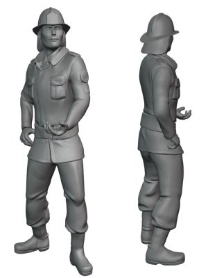 Firefighter in combat uniform - 1980s. Scale H0 1:87 MS1 2