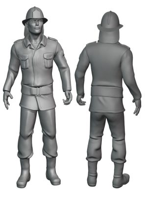Firefighter in combat uniform - 1980s. Scale H0 1:87 MS1 6
