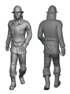 Firefighter in combat uniform - 1980s. Scale H0 1:87 MS1 8